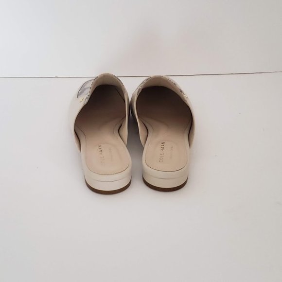 Cole Haan Women's Mules Low Heels Tan Reptile Size 9B Round Toe Leather New - Picture 5 of 8